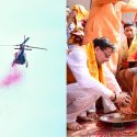 मुख्यमंत्री ने हरिद्वार में कांवड़ियों के चरण धोकर किया स्वागत, शिवभक्तों पर हेलीकॉप्टर से बरसाए गए फूल