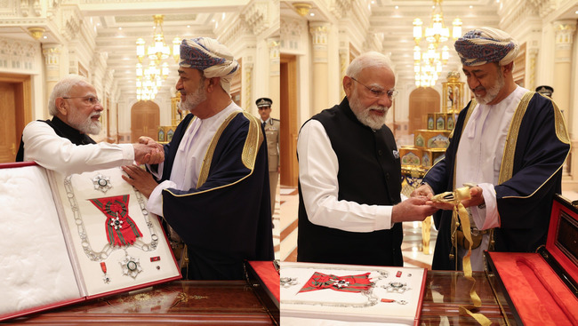प्रधानमंत्री नरेन्द्र मोदी को ‘ऑर्डर ऑफ ओमान’ पुरस्कार से सम्मानित किया गया, पीएम मोदी ने मस्कट में भारत-ओमान बिजनेस फोरम को भी संबोधित किया