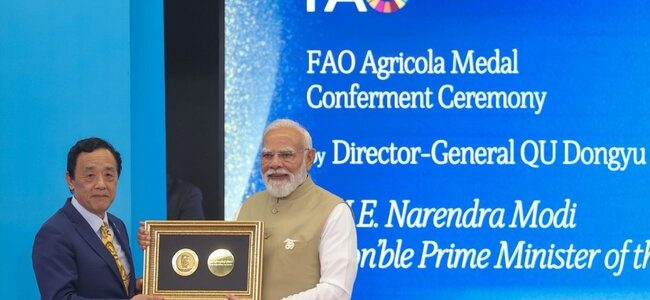 रोम में संयुक्त राष्ट्र के FAO ने पीएम मोदी को दिया 2026 का प्रतिष्ठित ‘एग्रीकोला मेडल’, भारतीय किसानों को समर्पित किया सम्मान