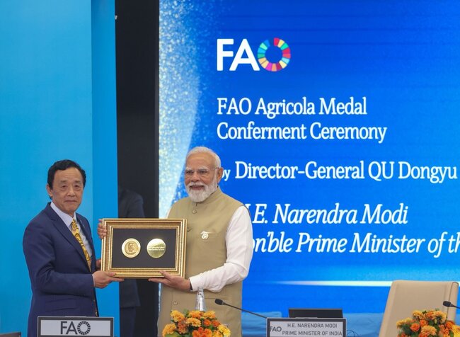रोम में संयुक्त राष्ट्र के FAO ने पीएम मोदी को दिया 2026 का प्रतिष्ठित ‘एग्रीकोला मेडल’, भारतीय किसानों को समर्पित किया सम्मान