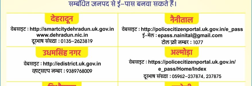 उत्तराखंड लॉकडाउन : विभिन्न जिलों में ई-पास के लिए ऐसे करें चुटकी में आवेदन उत्तराखंड लॉकडाउन : विभिन्न जिलों में ई-पास के लिए ऐसे करें चुटकी में आवेदन