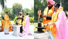 नर्मदा नदी से प्रकट हुए शिवलिंग की उत्तराखंड राजभवन में प्राणप्रतिष्ठा, राज्यपाल ने की शांति, समृद्धि और विकास की कामना