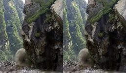 देखिए उत्तराखंड में चीन सीमा को जोड़ने वाली सड़क पर टूटा पूरा पहाड़, भयानक भूस्खलन का वीडियो