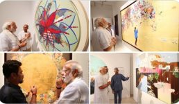 तस्वीरें, पीएम मोदी ने किया जन शक्ति कला प्रदर्शनी का दौरा