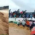 बरसाती नाले में रपटने लगी बस, यात्री डर के मारे छत पर चढ़ गये, देखिए वीडियो