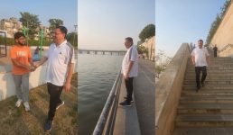 गुजरात के साबरमती रिवर फ्रंट क्षेत्र में मॉर्निंग वॉक करते दिखे मुख्यमंत्री धामी, आम लोगों से भी की बातचीत