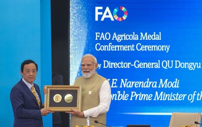 रोम में संयुक्त राष्ट्र के FAO ने पीएम मोदी को दिया 2026 का प्रतिष्ठित ‘एग्रीकोला मेडल’, भारतीय किसानों को समर्पित किया सम्मान